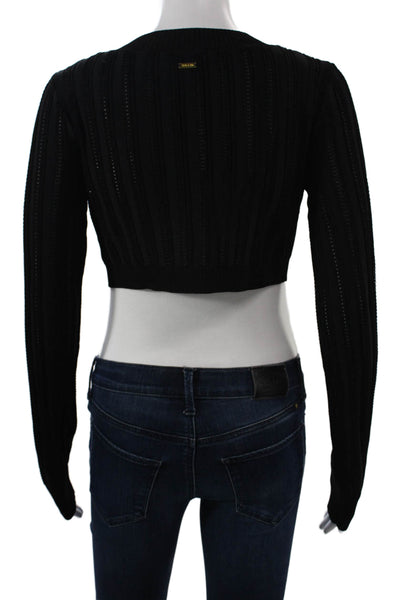 Toccin Women 90s Cardigan Black Crew Neck Button Long Sleeve Size XS