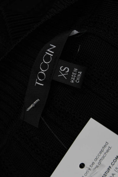 Toccin Women 90s Cardigan Black Crew Neck Button Long Sleeve Size XS