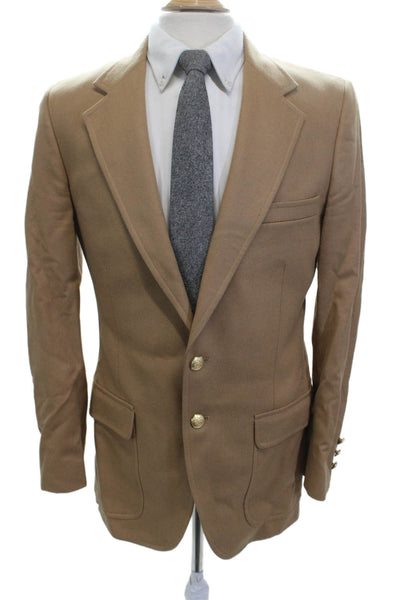Raleighs Mens Tan Wool Classic Collared Button Blazer Long Sleeve Size 40