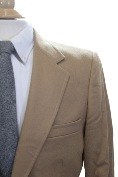Raleighs Mens Tan Wool Classic Collared Button Blazer Long Sleeve Size 40