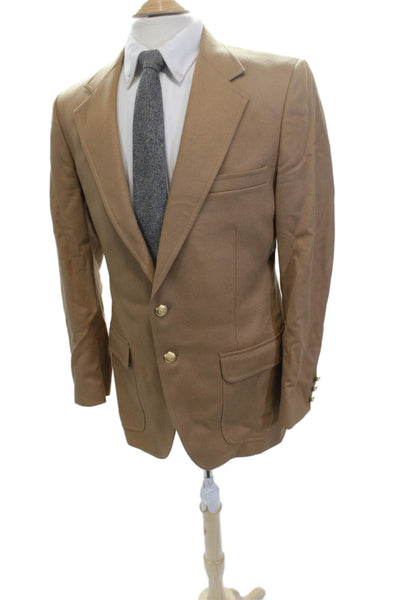 Raleighs Mens Tan Wool Classic Collared Button Blazer Long Sleeve Size 40