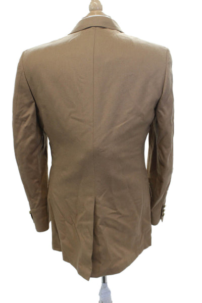 Raleighs Mens Tan Wool Classic Collared Button Blazer Long Sleeve Size 40
