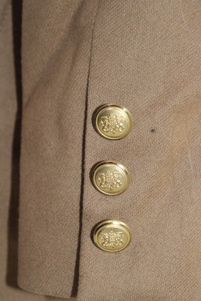 Raleighs Mens Tan Wool Classic Collared Button Blazer Long Sleeve Size 40