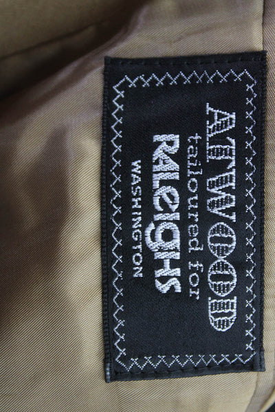 Raleighs Mens Tan Wool Classic Collared Button Blazer Long Sleeve Size 40