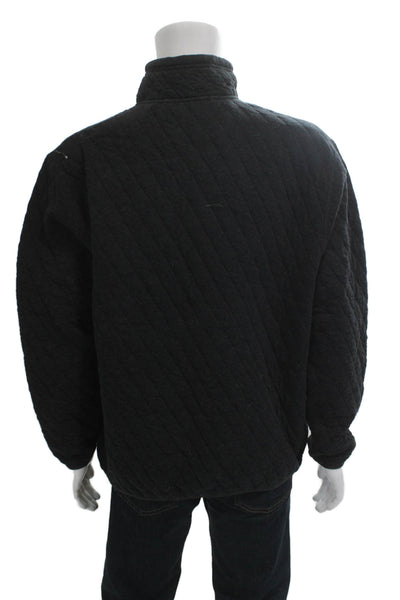 Orvis Mens Pullover Sweatshirt Black Argyle Mock Neck 100% Cotton Size L