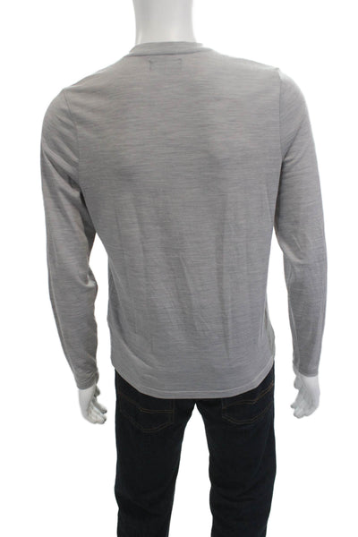 Naadam Mens V-Neck Long Sleeve Gray Wool Blend Tee Size S