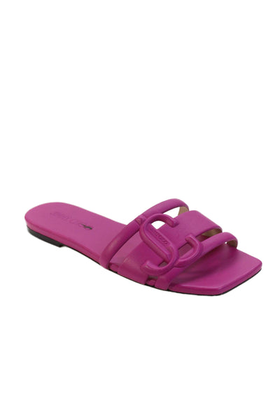 Jimmy Choo Womens Leather Slide On Sandals Fuchsia Pink Size 35.5 5.5