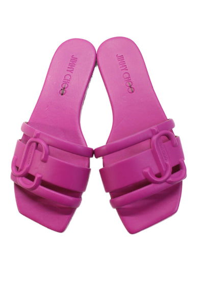 Jimmy Choo Womens Leather Slide On Sandals Fuchsia Pink Size 35.5 5.5