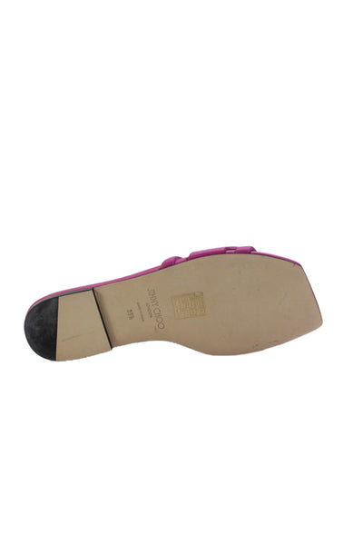 Jimmy Choo Womens Leather Slide On Sandals Fuchsia Pink Size 35.5 5.5