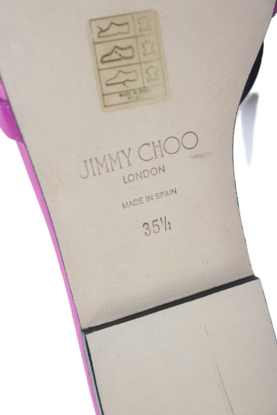 Jimmy Choo Womens Leather Slide On Sandals Fuchsia Pink Size 35.5 5.5