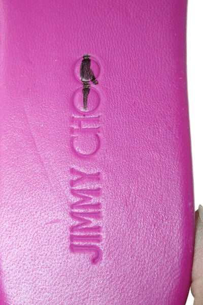 Jimmy Choo Womens Leather Slide On Sandals Fuchsia Pink Size 35.5 5.5