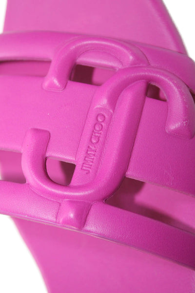 Jimmy Choo Womens Leather Slide On Sandals Fuchsia Pink Size 35.5 5.5