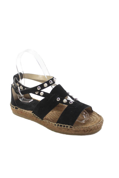 Jimmy Choo Womens Suede Studded Espadrille Sandals Black Size 34 4