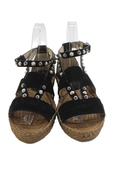 Jimmy Choo Womens Suede Studded Espadrille Sandals Black Size 34 4