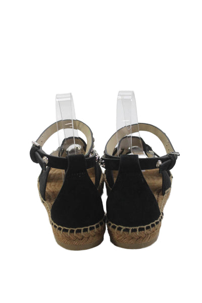 Jimmy Choo Womens Suede Studded Espadrille Sandals Black Size 34 4