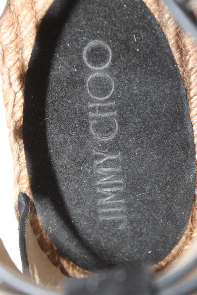 Jimmy Choo Womens Suede Studded Espadrille Sandals Black Size 34 4