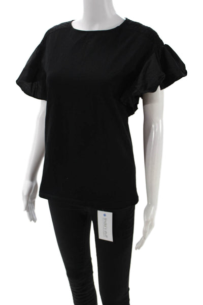 Uterque Womens Basic Black Sleeveless Round Neck Cotton Elastane Blouse Size S