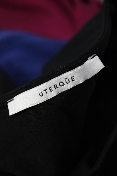 Uterque Womens Basic Black Sleeveless Round Neck Cotton Elastane Blouse Size S