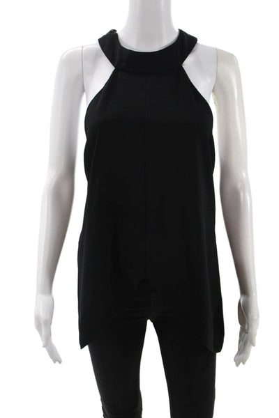 Cameo Women Black High Neck Sleeveless Tank Polyester Classic Size S