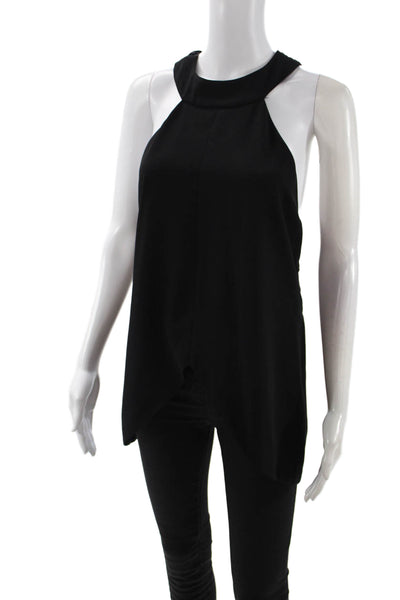 Cameo Women Black High Neck Sleeveless Tank Polyester Classic Size S