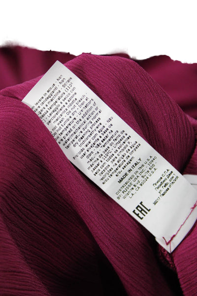 Beatrice Women Blouse Purple Long Sleeve Roundneck Acetate Silk Designer Size M