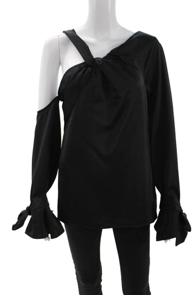 C/MEO Collective Womens Black Long Sleeve Tie Blouse Size S