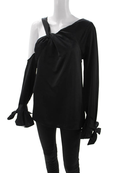 C/MEO Collective Womens Black Long Sleeve Tie Blouse Size S