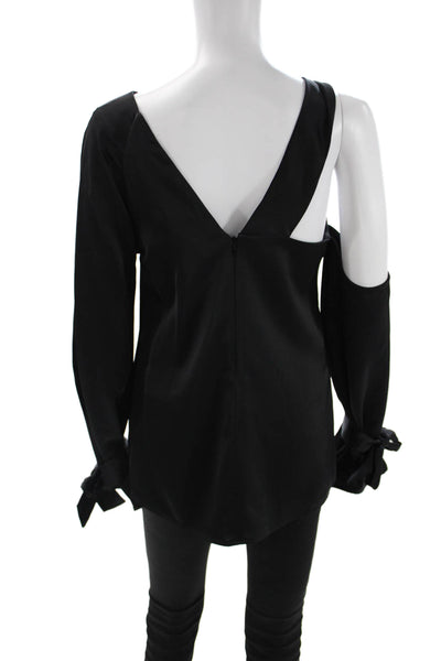 C/MEO Collective Womens Black Long Sleeve Tie Blouse Size S