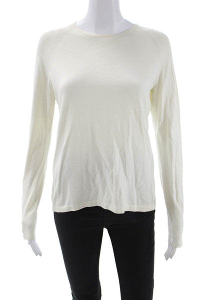 J. Mclaughlin Unisex Pullover Sweater White Crew Neck Long Sleeve Size S