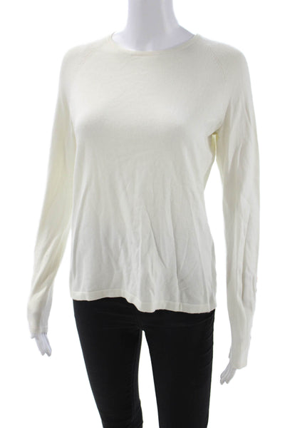 J. Mclaughlin Unisex Pullover Sweater White Crew Neck Long Sleeve Size S