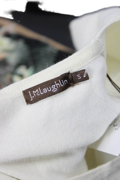 J. Mclaughlin Unisex Pullover Sweater White Crew Neck Long Sleeve Size S