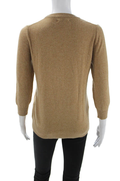 J Crew Unisex Beige Animal Graphic Pullover Sweater Crew Neck 3/4 Sleeve Size S