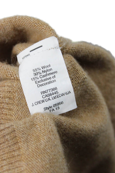 J Crew Unisex Beige Animal Graphic Pullover Sweater Crew Neck 3/4 Sleeve Size S