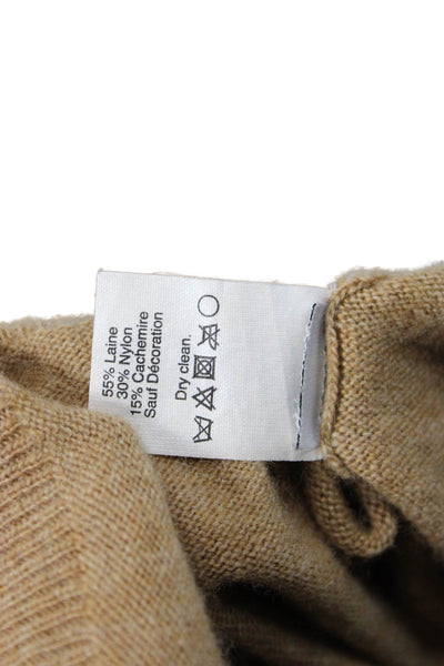 J Crew Unisex Beige Animal Graphic Pullover Sweater Crew Neck 3/4 Sleeve Size S