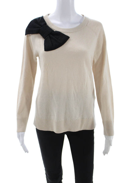 Kate Spade New York Womens Pullover Sweater Beige Crew Neck Long Sleeve Size XS