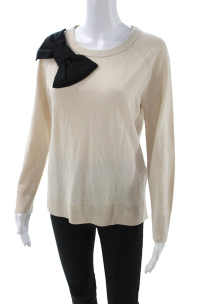 Kate Spade New York Womens Pullover Sweater Beige Crew Neck Long Sleeve Size XS
