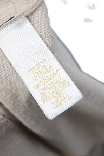 Kate Spade New York Womens Pullover Sweater Beige Crew Neck Long Sleeve Size XS