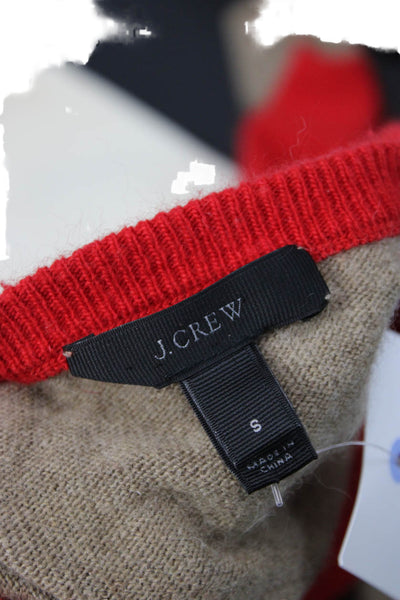 J Crew Unisex Red Crew Neck Pullover Sweater Long Sleeve Size S