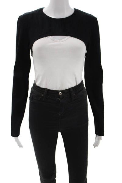 Derek Lam 10 Crosby Unisex Black Crewneck Button Sweater Longsleeve Size M
