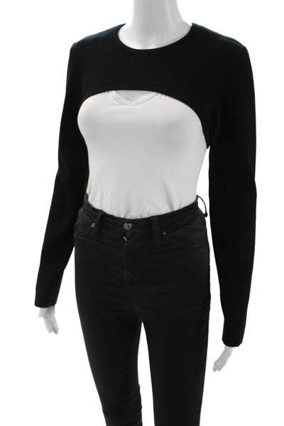 Derek Lam 10 Crosby Unisex Black Crewneck Button Sweater Longsleeve Size M