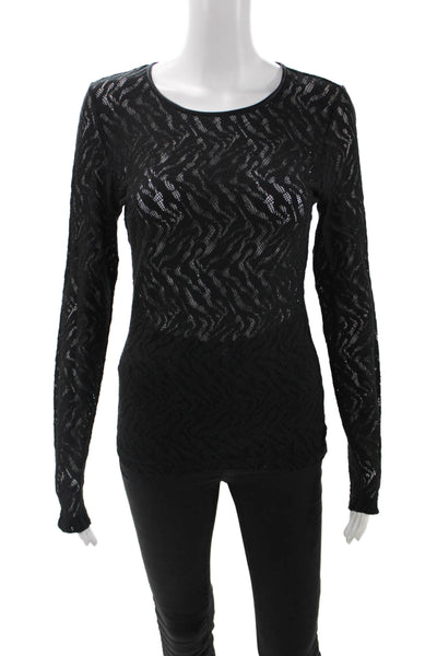 Intermix Women Gothic Black Polyester Long Sleeve Round Neck Top Size M
