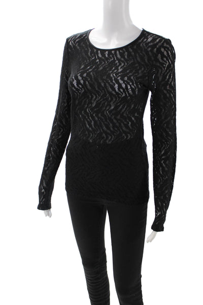 Intermix Women Gothic Black Polyester Long Sleeve Round Neck Top Size M