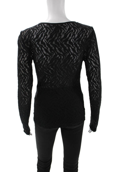 Intermix Women Gothic Black Polyester Long Sleeve Round Neck Top Size M