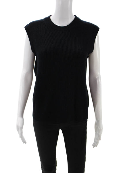 Closed Women Basic Tank Crew Neck Black Cotton Solid Size XS