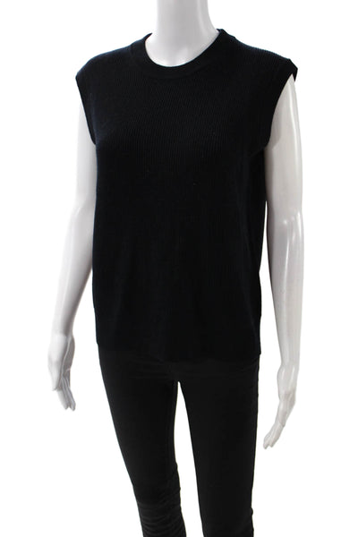 Closed Women Basic Tank Crew Neck Black Cotton Solid Size XS