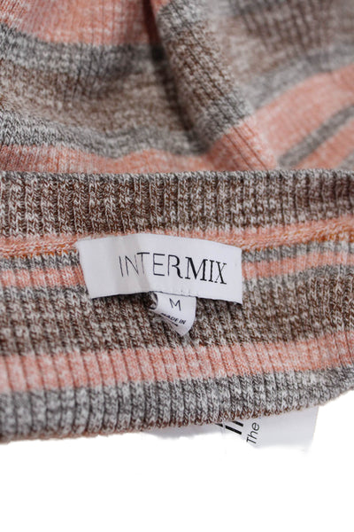 Intermix Women Brown Striped Bodycon Sweater Dress Long Sleeve Crew Neck Size M