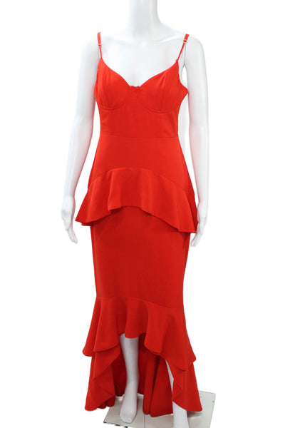 Lovers + Friends Womens Red Mermaid Midi Sleeveless Zip Dress Size M