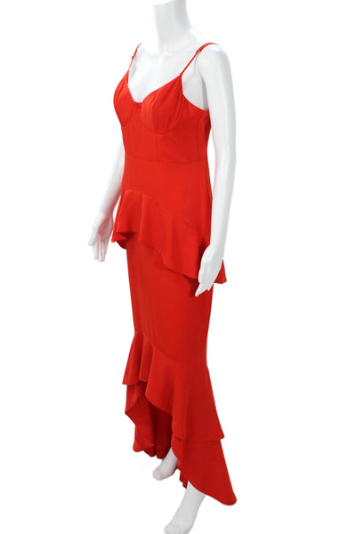 Lovers + Friends Womens Red Mermaid Midi Sleeveless Zip Dress Size M
