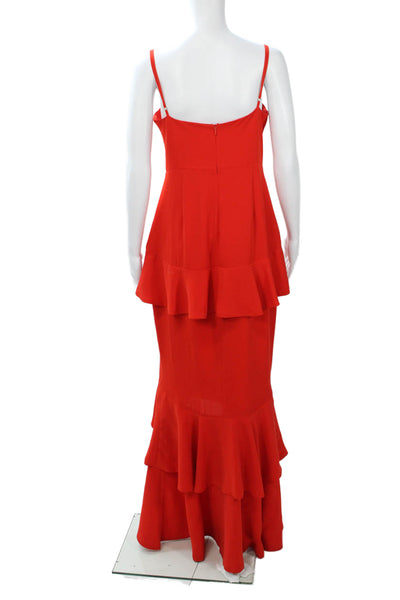 Lovers + Friends Womens Red Mermaid Midi Sleeveless Zip Dress Size M