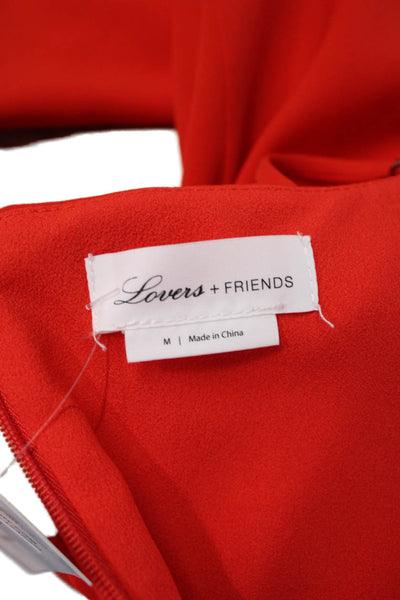 Lovers + Friends Womens Red Mermaid Midi Sleeveless Zip Dress Size M
